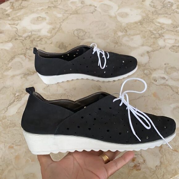 Flexx Run Crazy Too Leather Lace Up Wedge Shoes - Picture 1 of 10